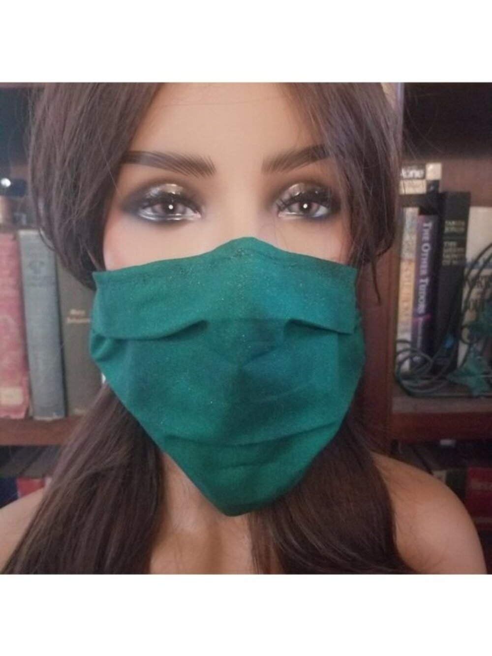 Adult Face Masks - Green Sparkle - Filter Pocket - Roomy - Breathable